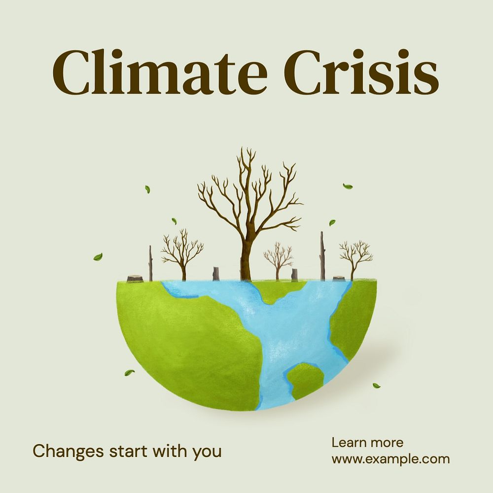 Climate Crisis Instagram post template, editable text