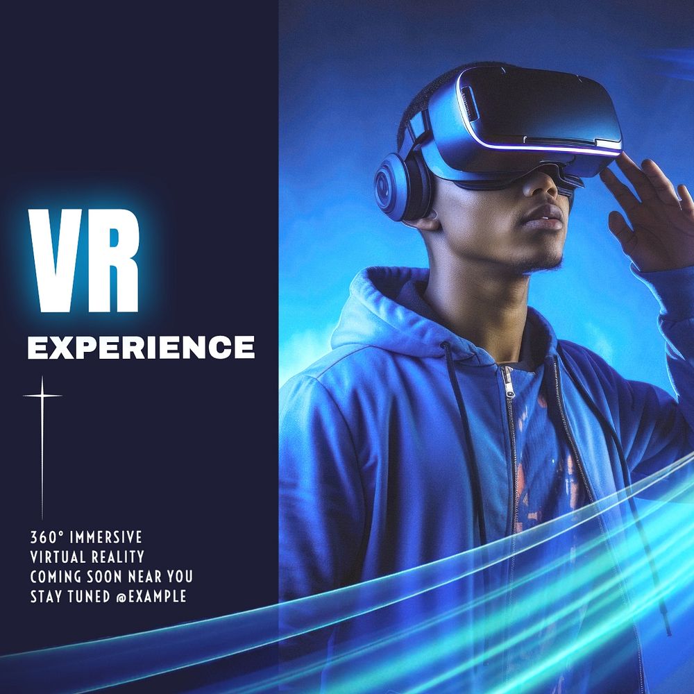 VR experience Instagram post template, editable text