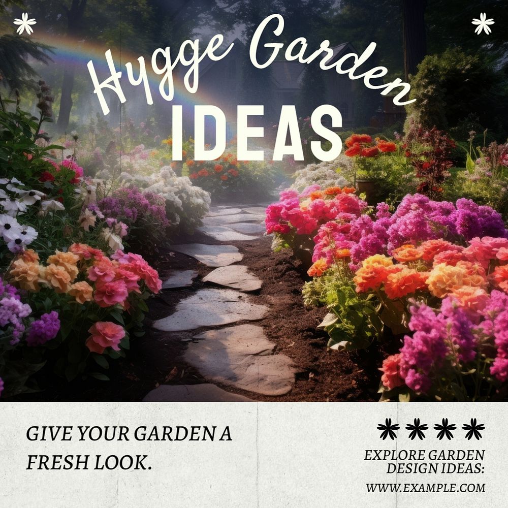 Hygge garden Instagram post template, editable text