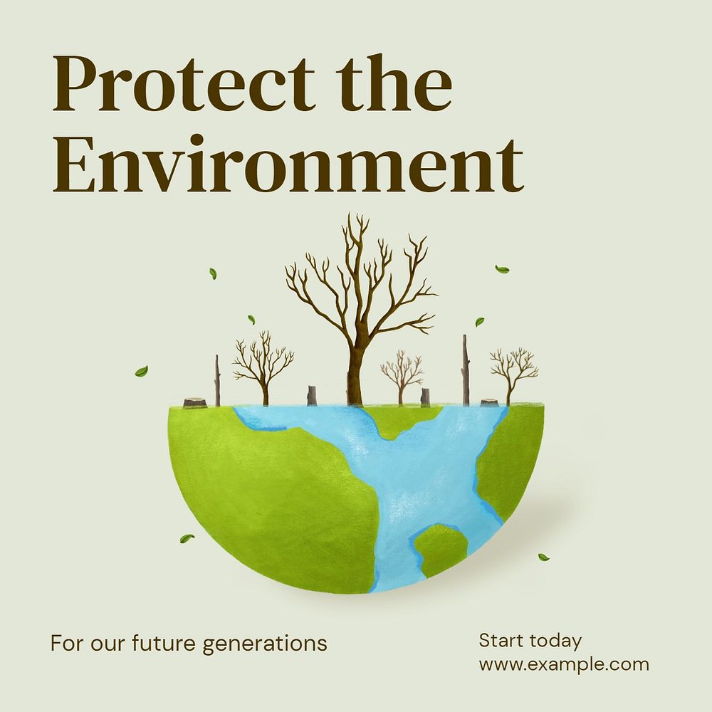 Protect the environment Instagram post template, editable text