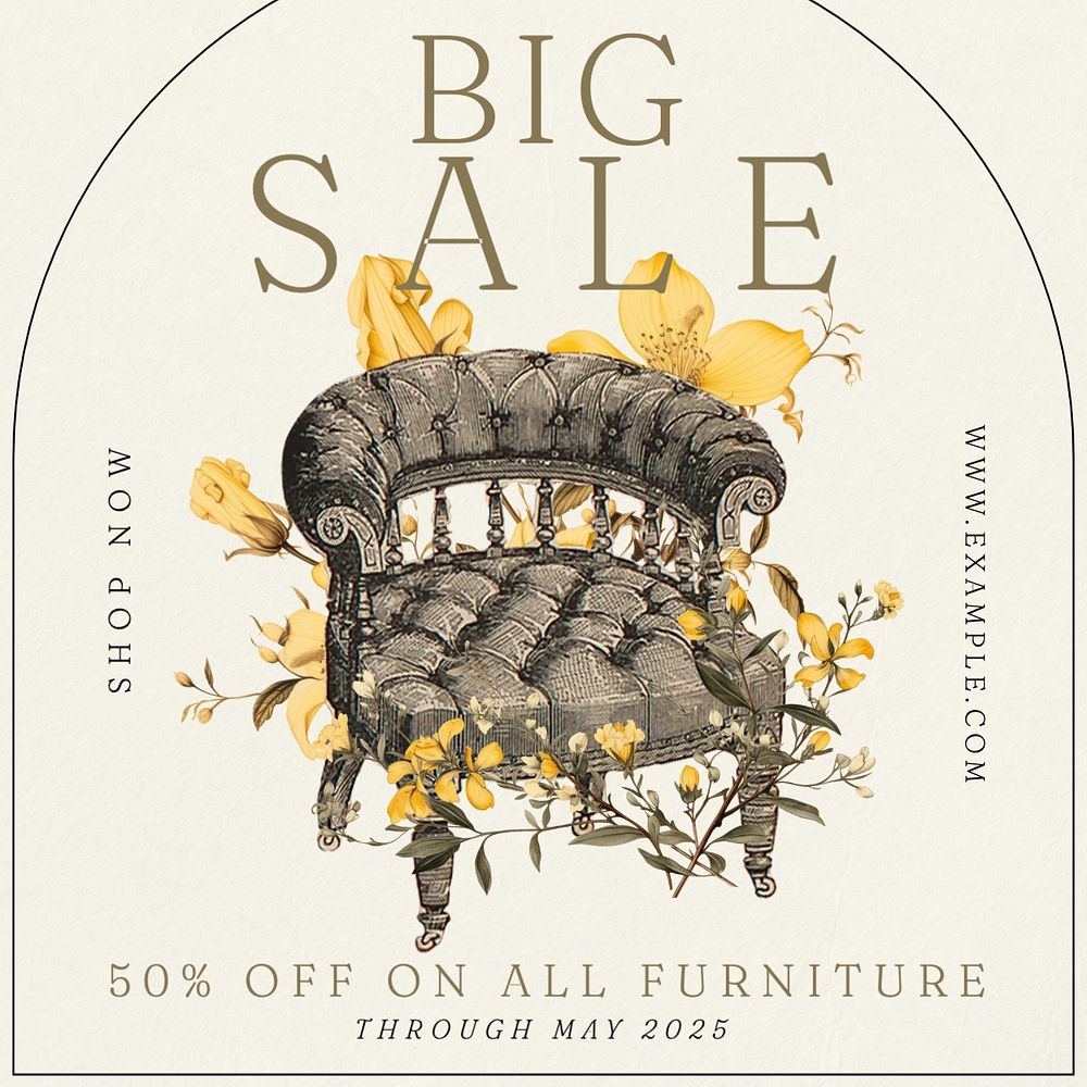 Furniture sale Instagram post template, editable text