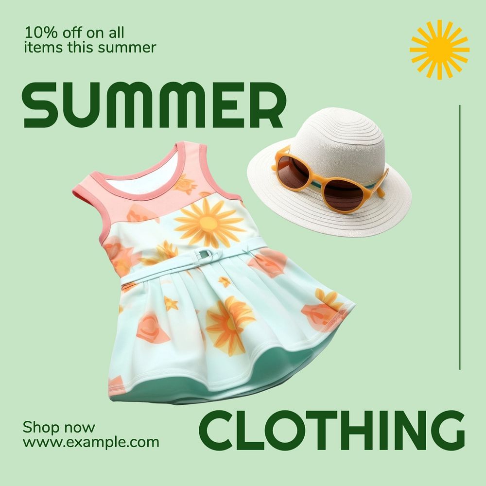 Summer clothing discount Instagram post template, editable text