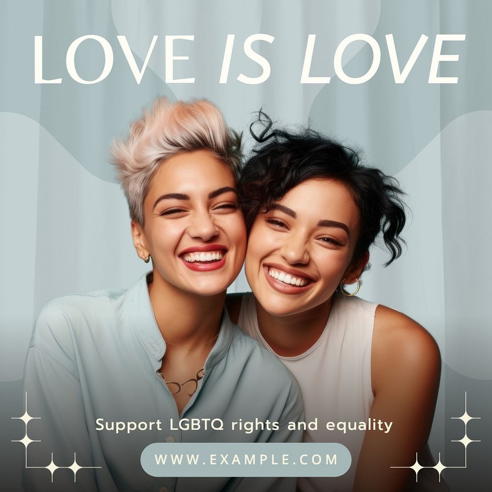 Love is love Instagram post template, editable text