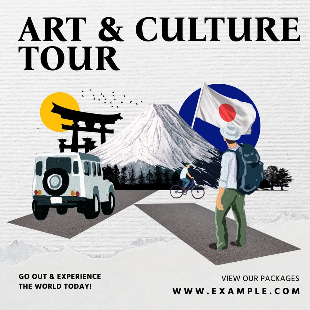 Art & culture tour Instagram post template, editable text