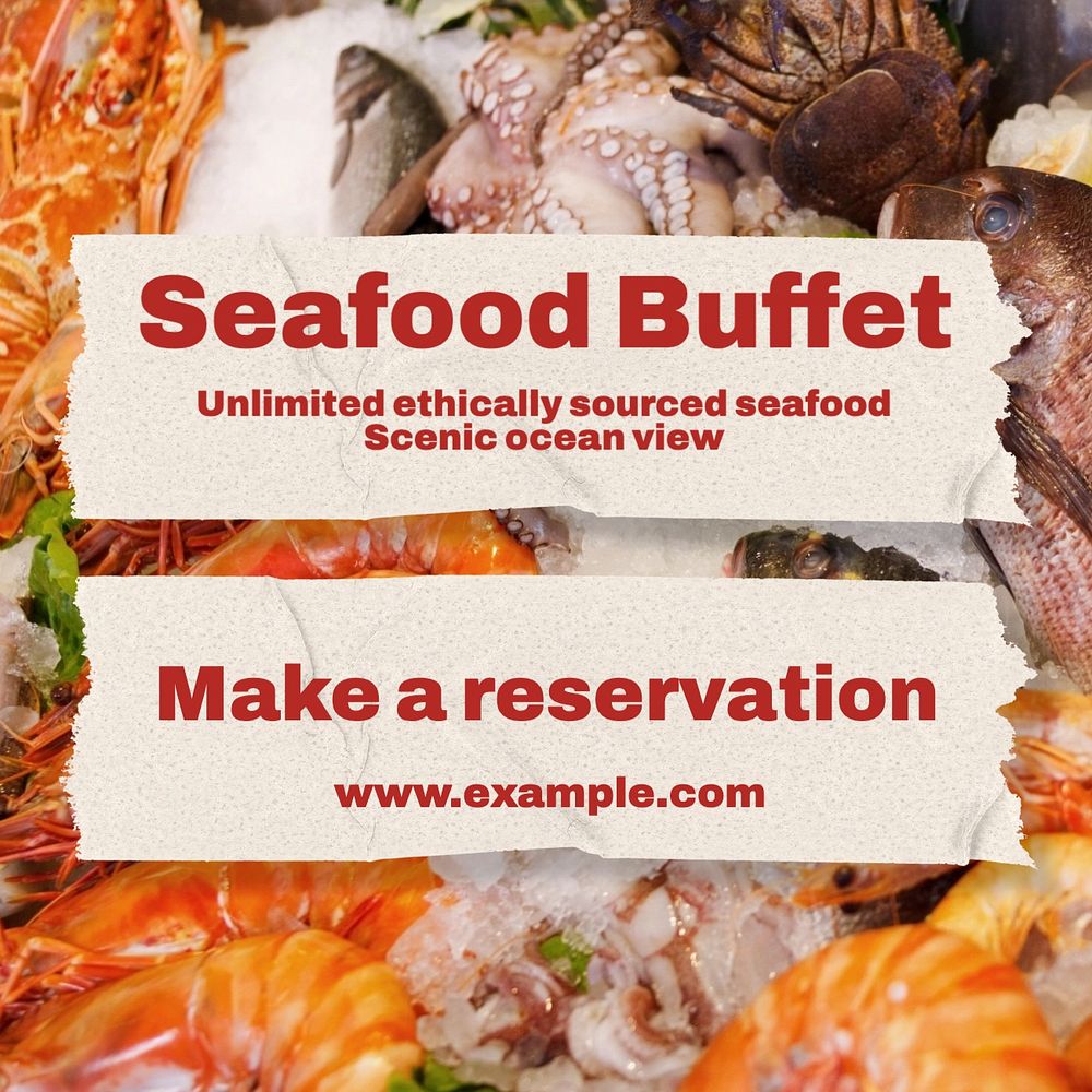 Seafood buffet Instagram post template, editable text