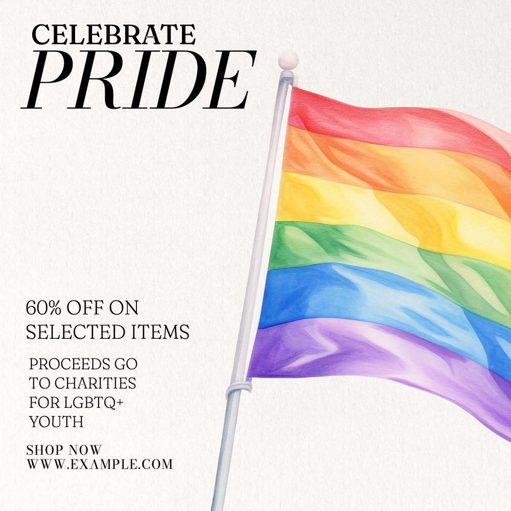 Pride month sale Facebook post template, editable design