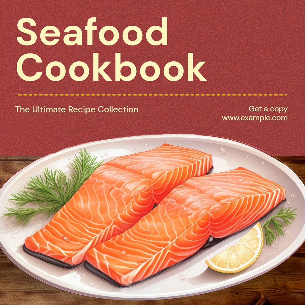 Seafood cookbook Instagram post template, editable text