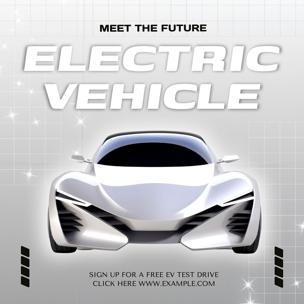 EV car Instagram post template, editable text