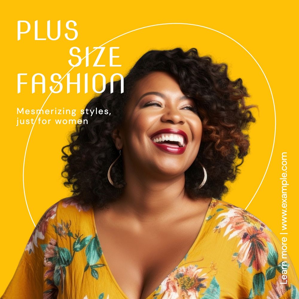 Plus size fashion Instagram post template, editable text