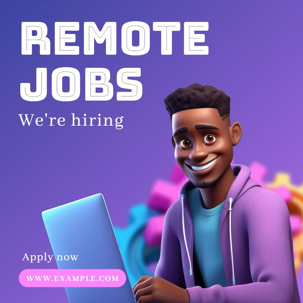 Remote jobs Instagram post template, editable text