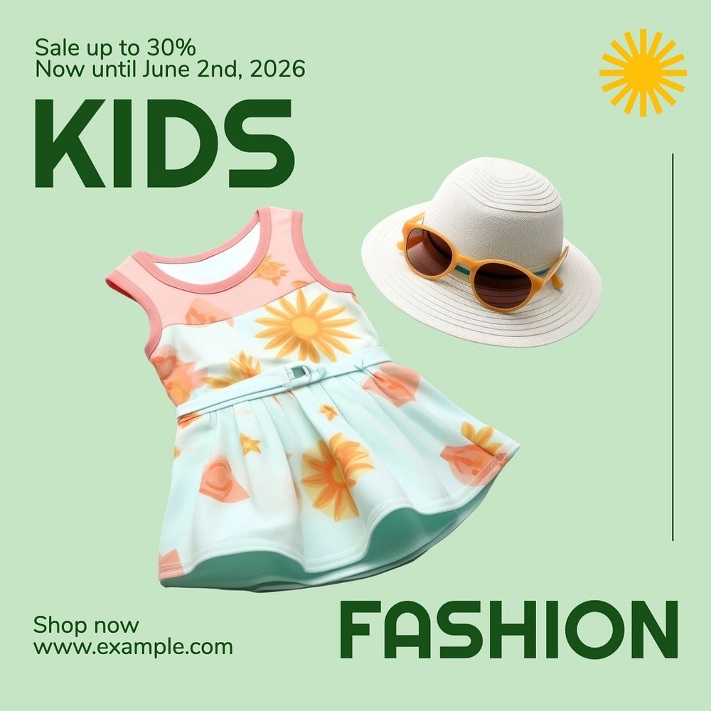 Kids fashion Instagram post template, editable text