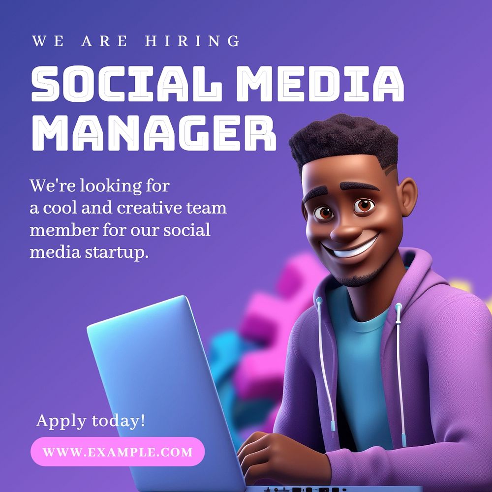 Social Media Manager Instagram post template, editable text