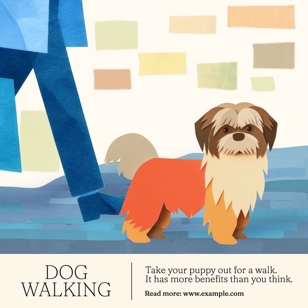 Dog walking benefits Instagram post template, editable text