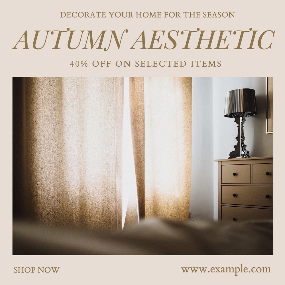 Autumn home decoration Instagram post template, editable social media design