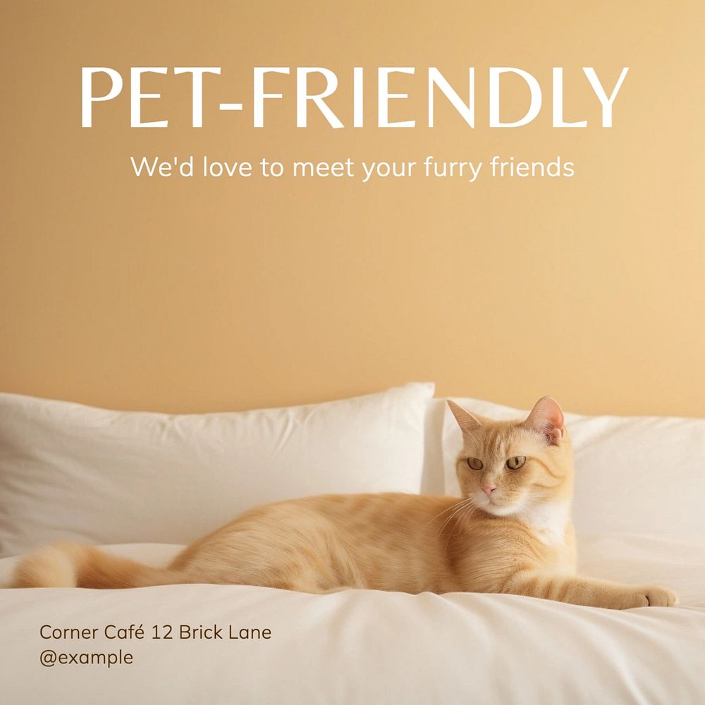 Pet-friendly cafe Instagram post template, editable text