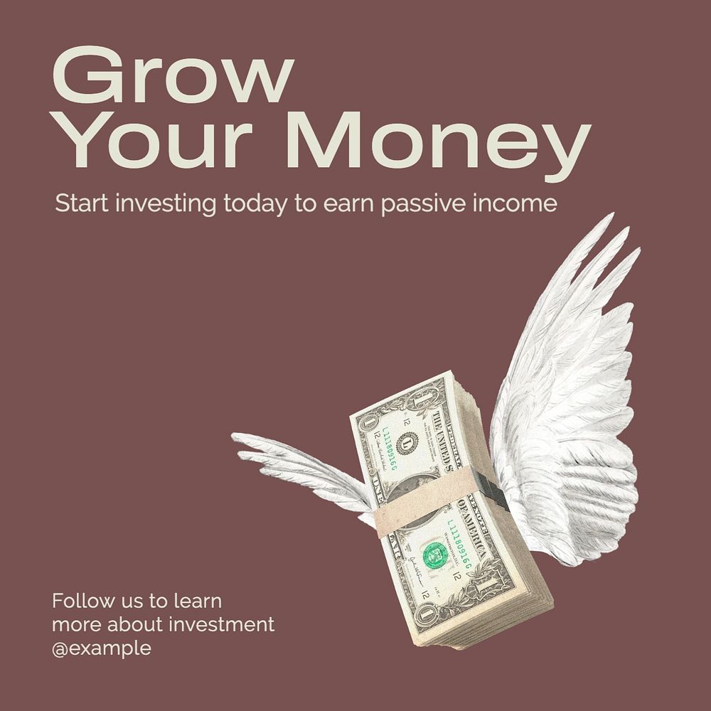 Grow your money Instagram post template, editable text