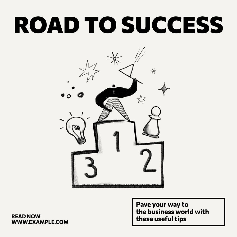 Road to success Instagram post template, editable text