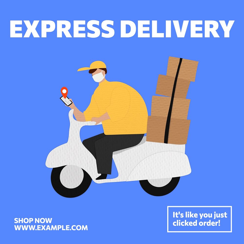 Express delivery Instagram post template, editable text