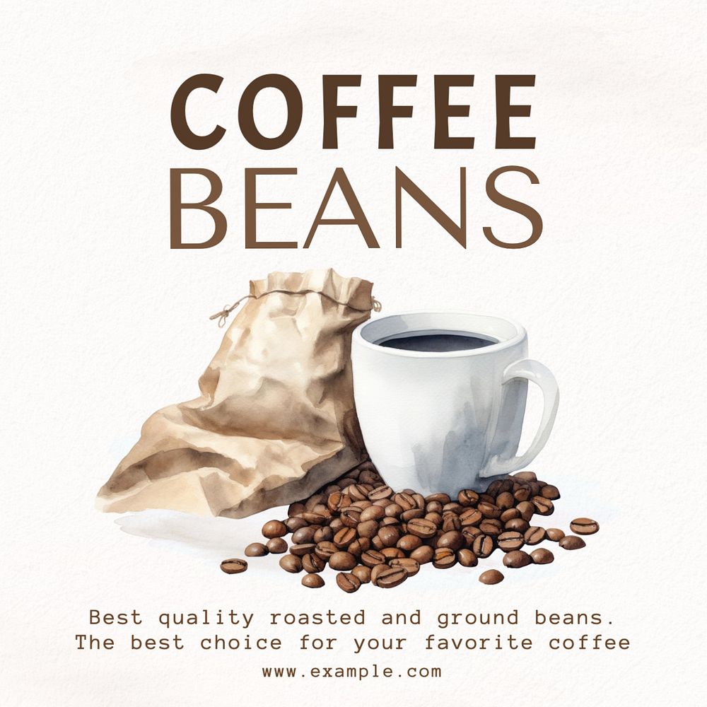 Best coffee beans post template, editable social media design