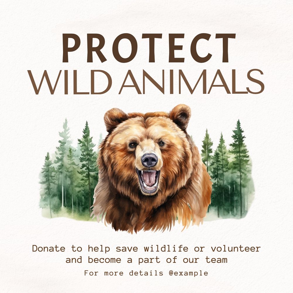 Protect wild animals post template, editable social media design