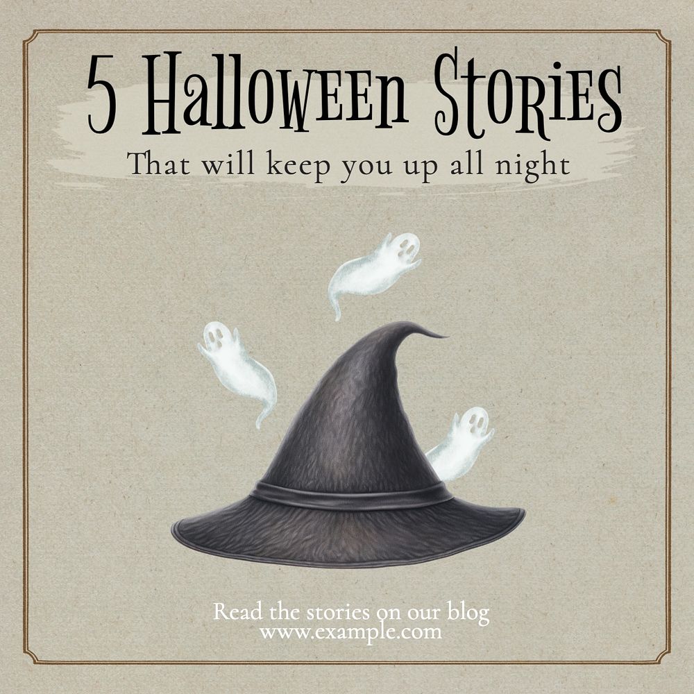 Halloween stories Facebook post template, editable design