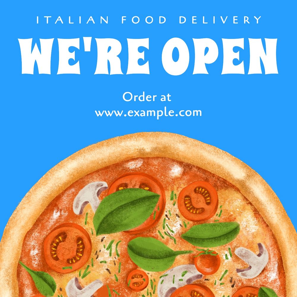 We're open, restaurant Instagram post template, editable text