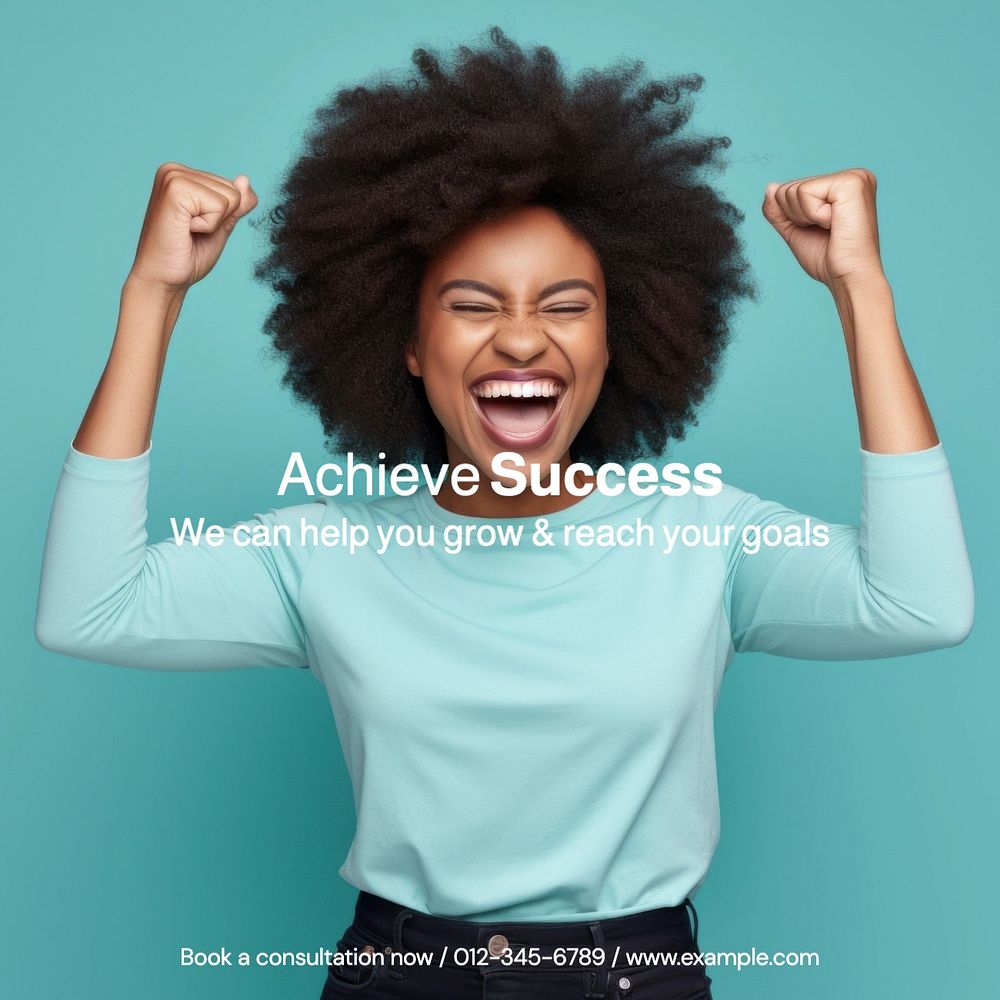 Achieve success Instagram post template, editable text