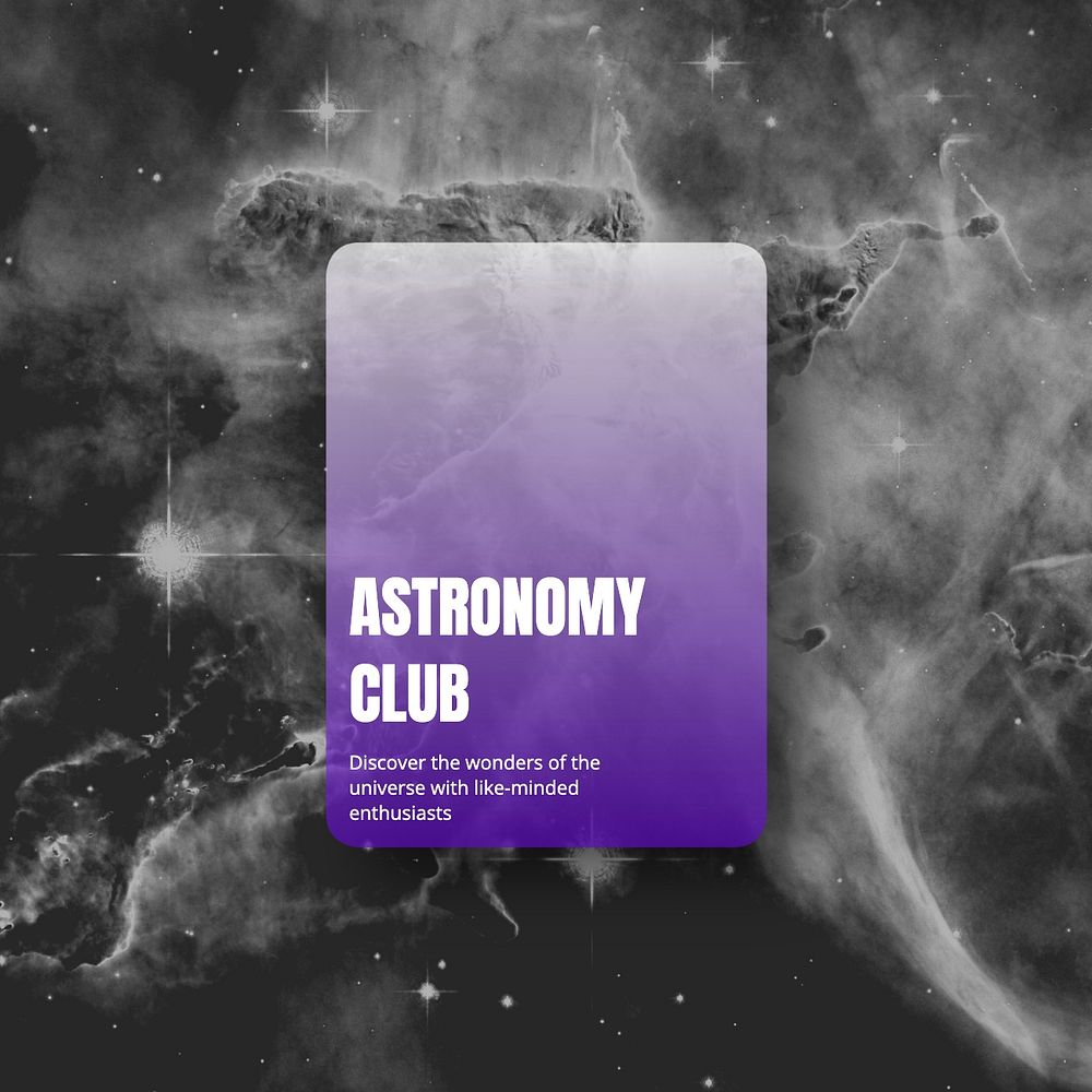 Astronomy club Instagram post template, editable text