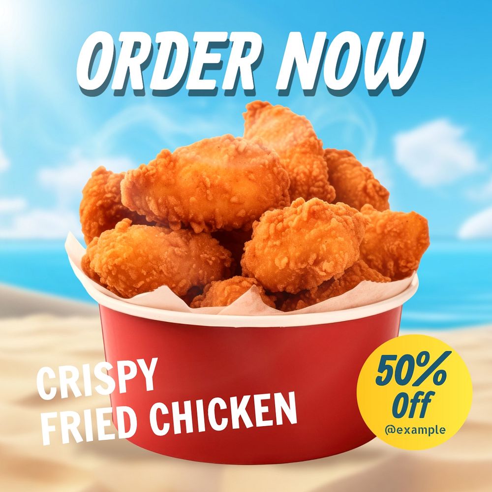 Fried chicken bistro Instagram post template, editable text