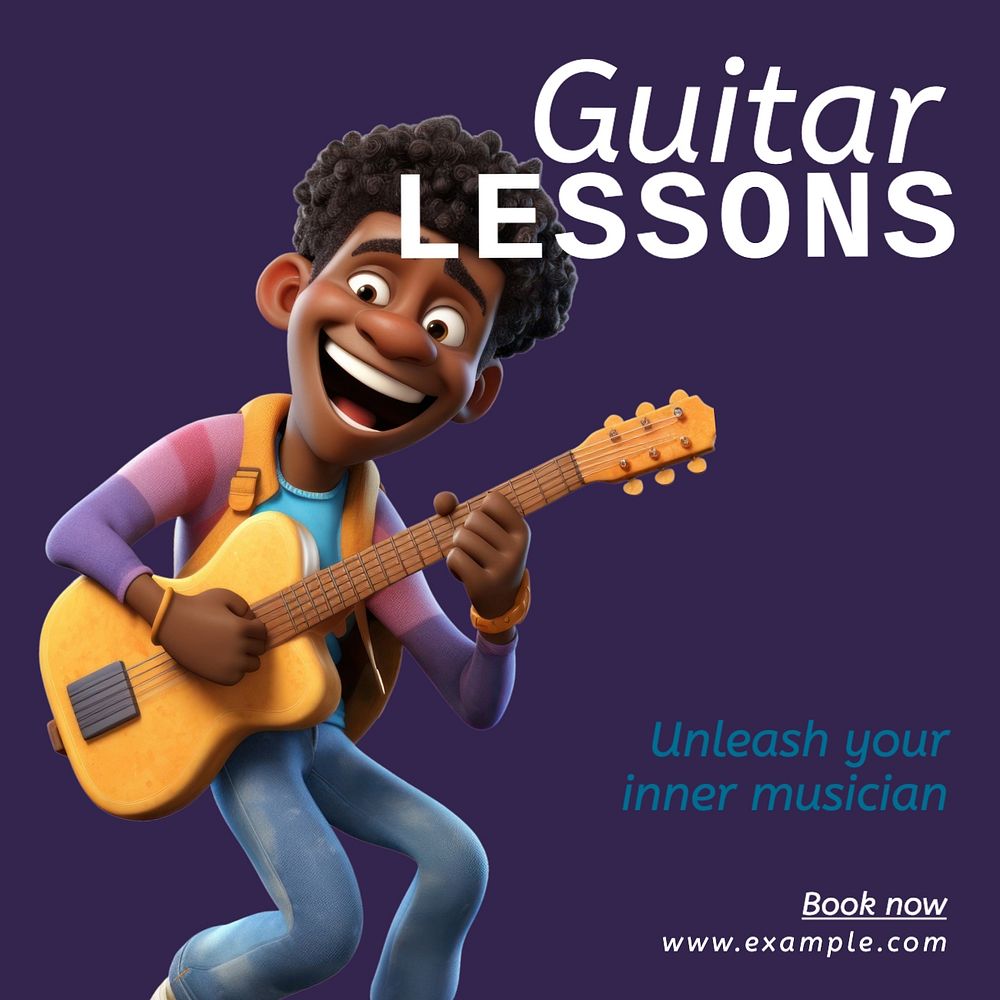 Guitar lessons Instagram post template