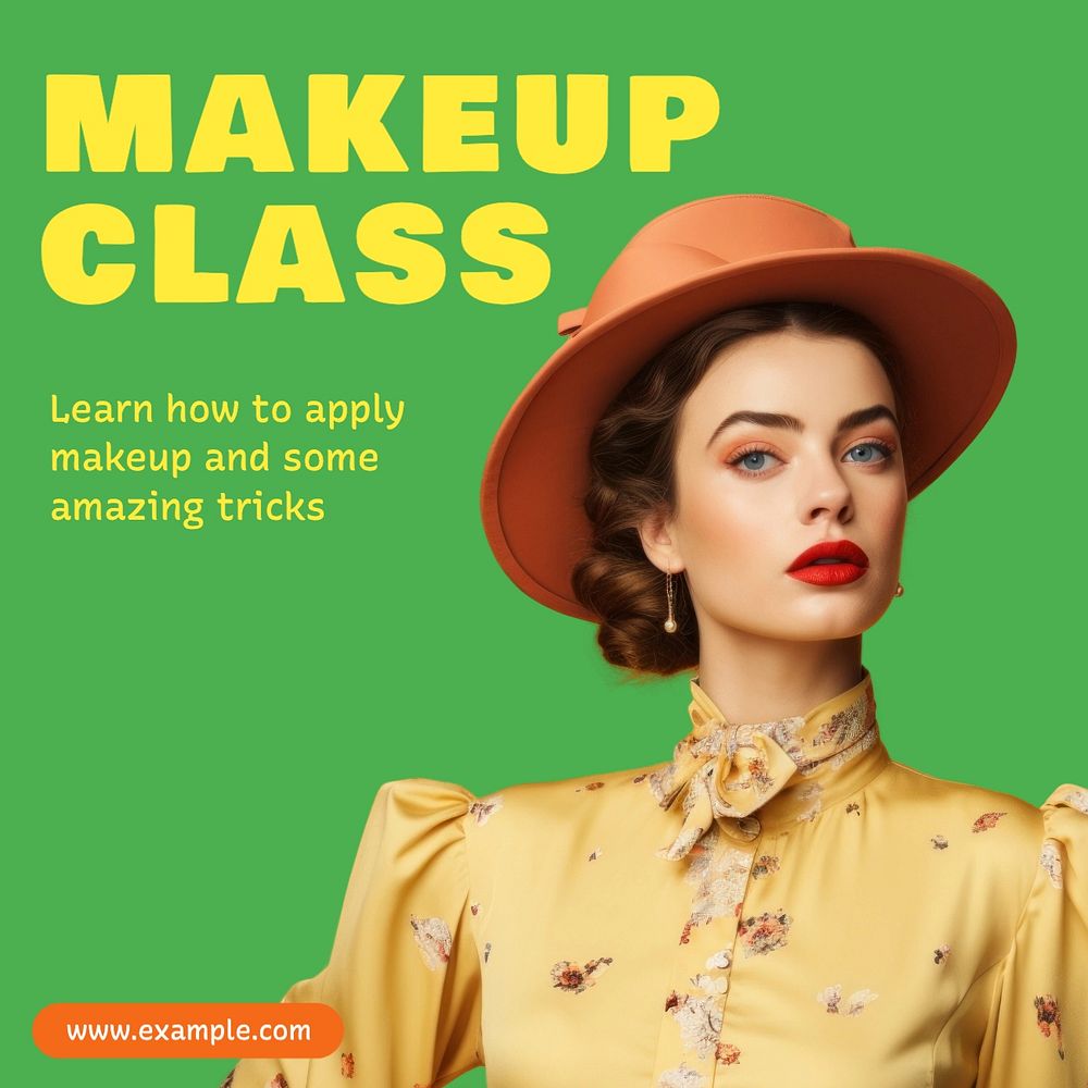 Makeup class Instagram post template, editable text