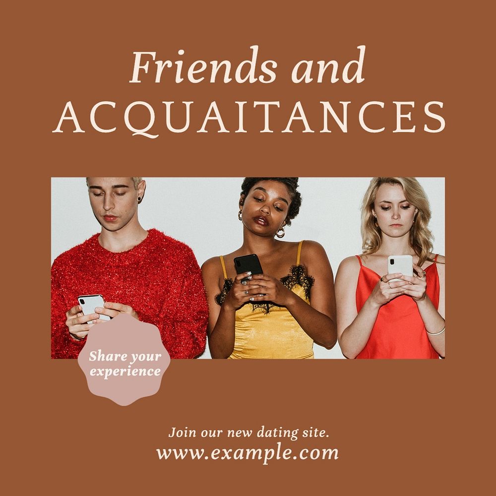 Friends and acquaintances Instagram post template, editable text