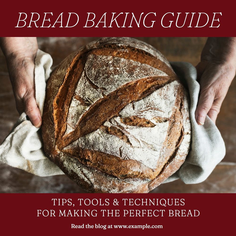 Bread baking guide Instagram post template, editable text