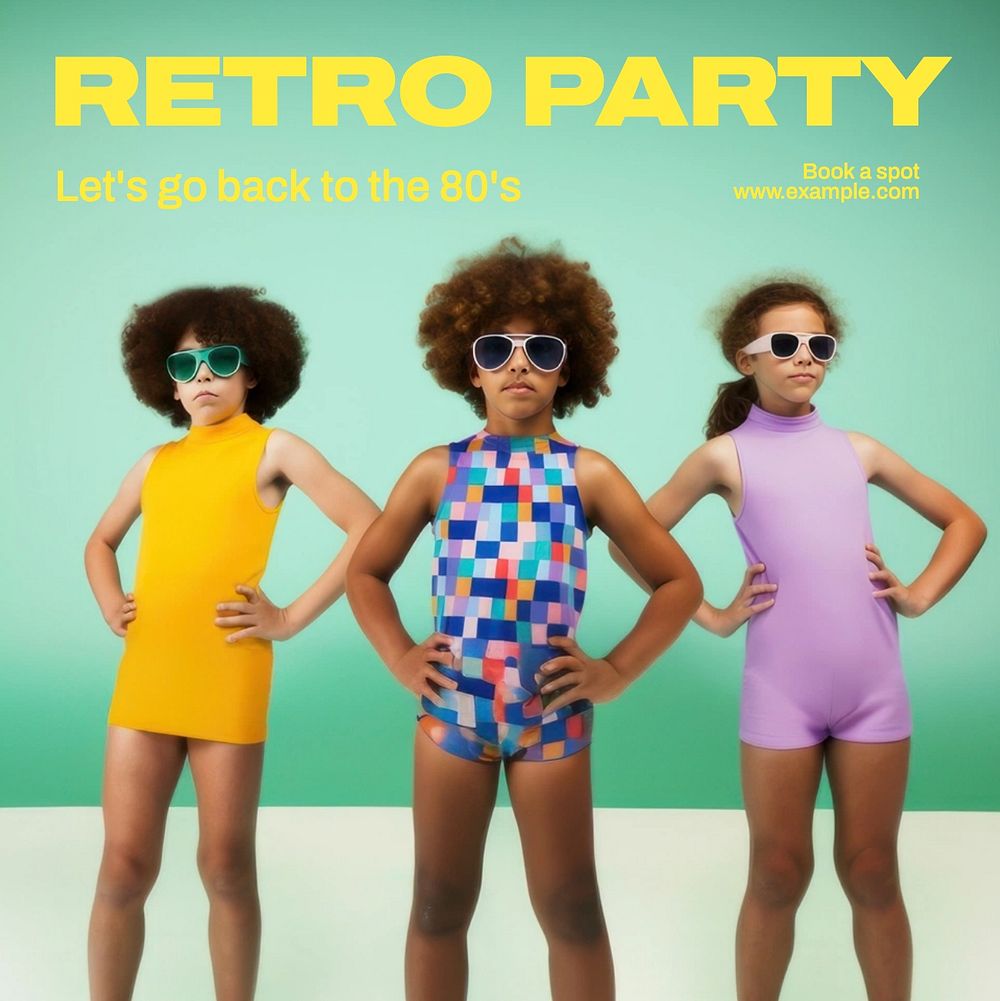 Retro party Instagram post template, editable text