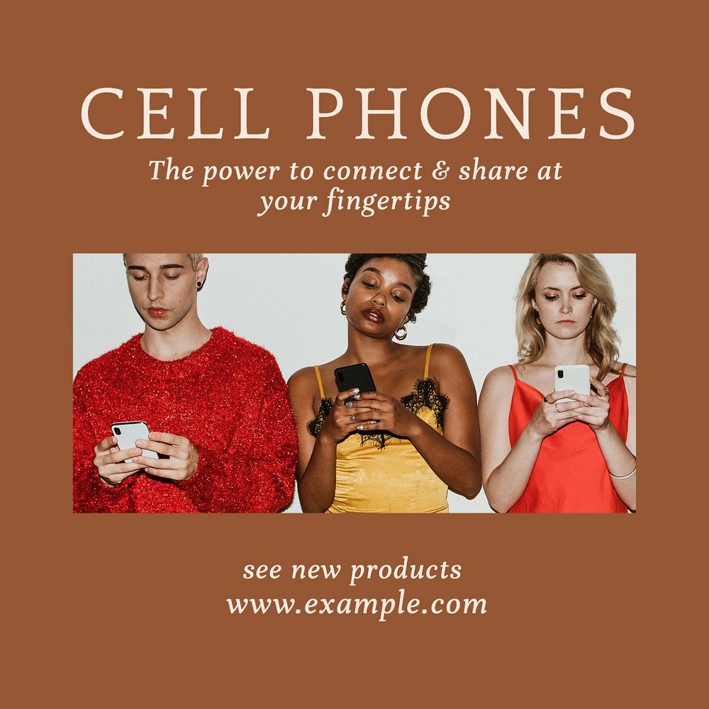 Cell phones Instagram post template, editable text