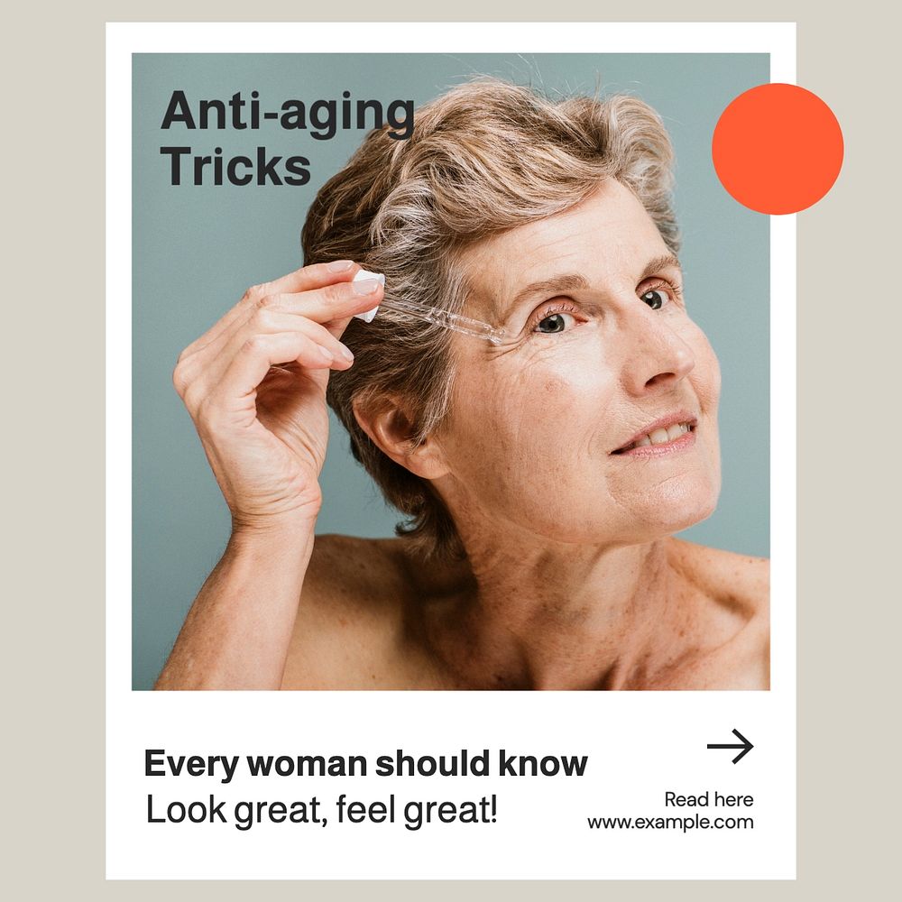 Anti-aging tricks Instagram post template, editable text