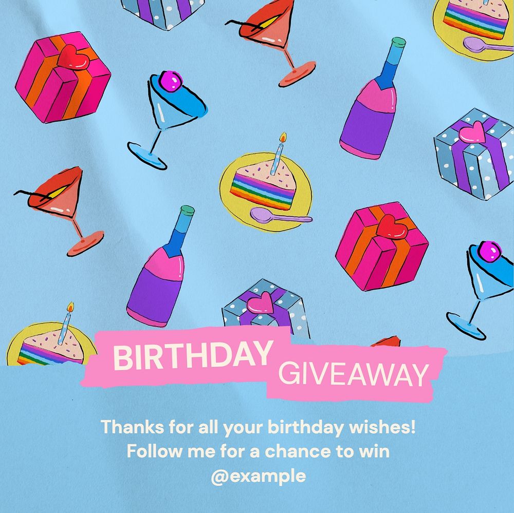 Birthday giveaway Instagram post template, editable text