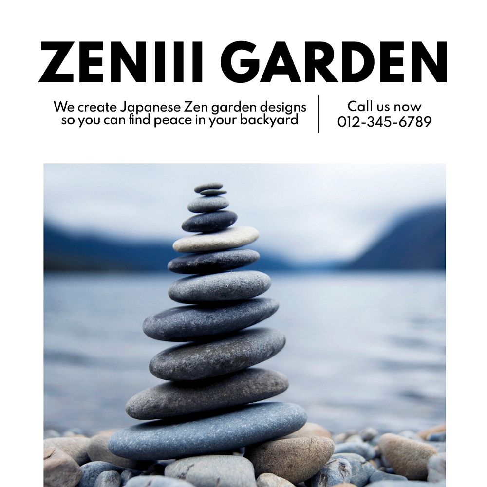 Zenlii garden Instagram post template, editable text