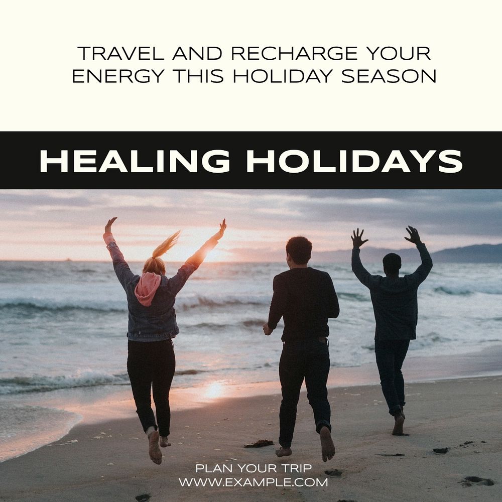 Healing holidays Instagram post template, editable social media design