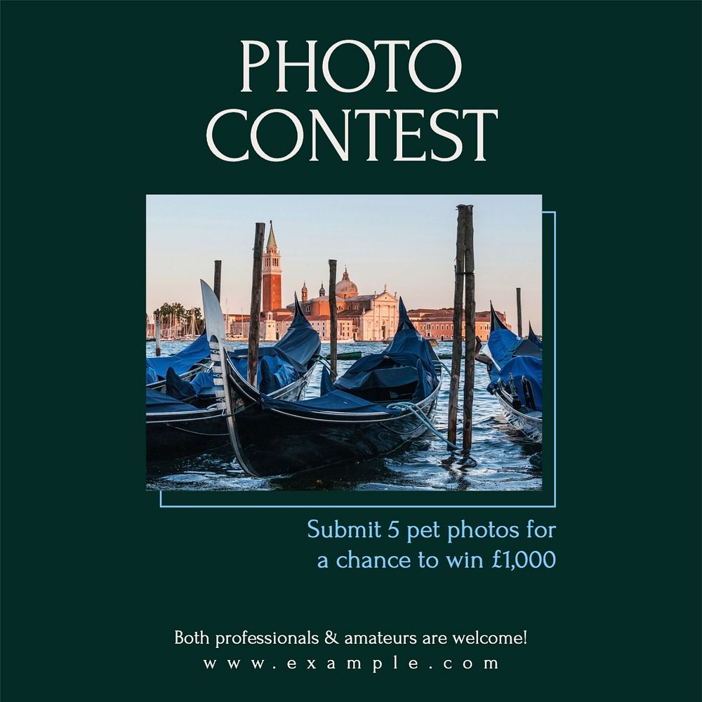 Photo contest Instagram post template, editable text