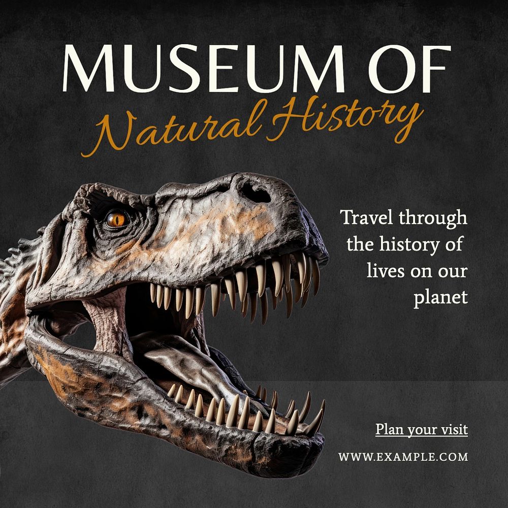 Museum Instagram post template, editable text