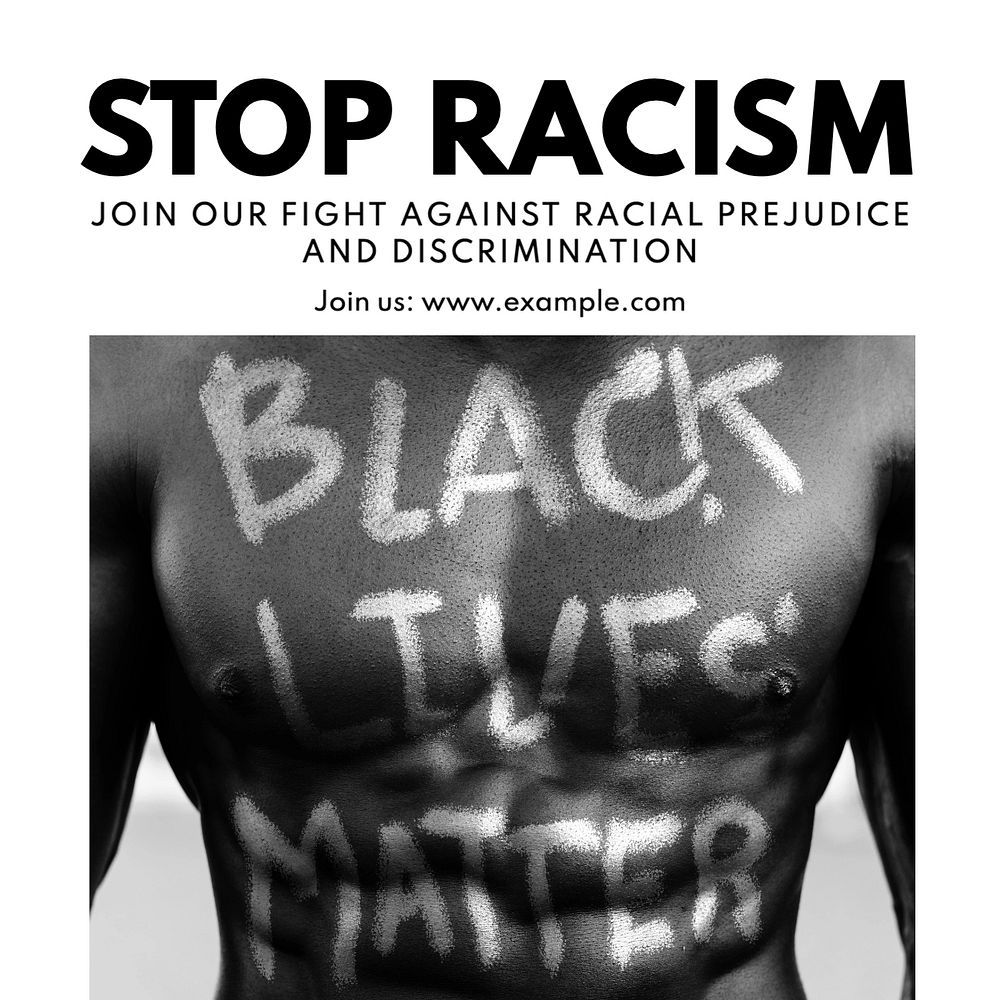 Stop racism Instagram post template, editable text