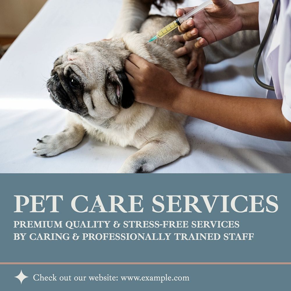 Pet care Instagram post template, editable text