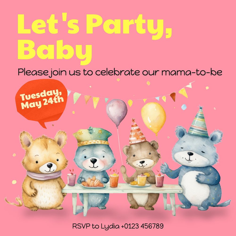 Let's party Instagram post template, editable text