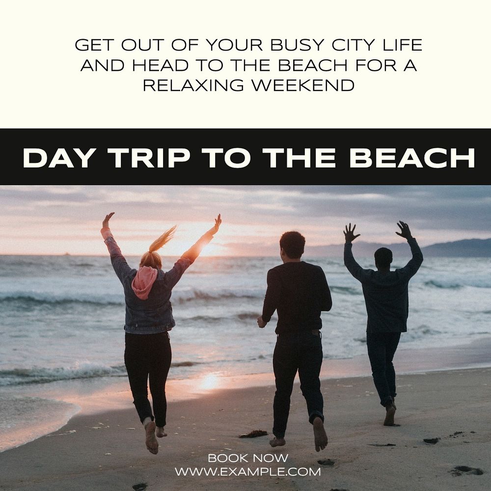 Beach trip Instagram post template, editable social media design