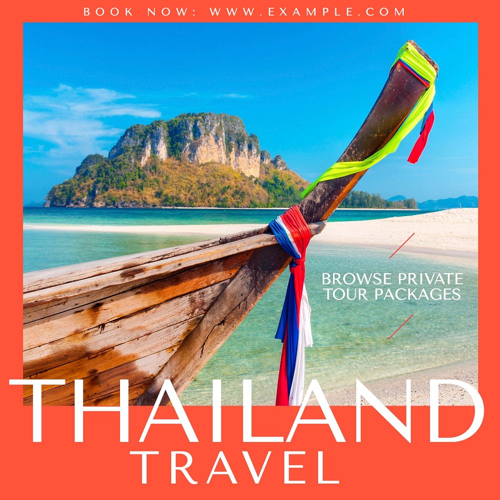 Thailand travel Instagram post template, editable text