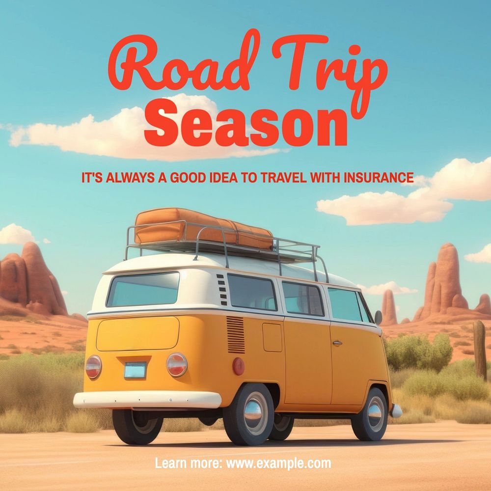 Road trip insurance Instagram post template, editable text