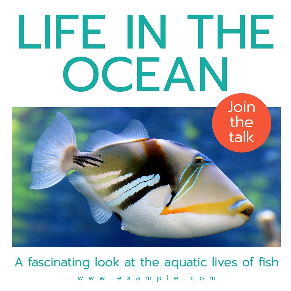 Ocean life Instagram post template, editable text