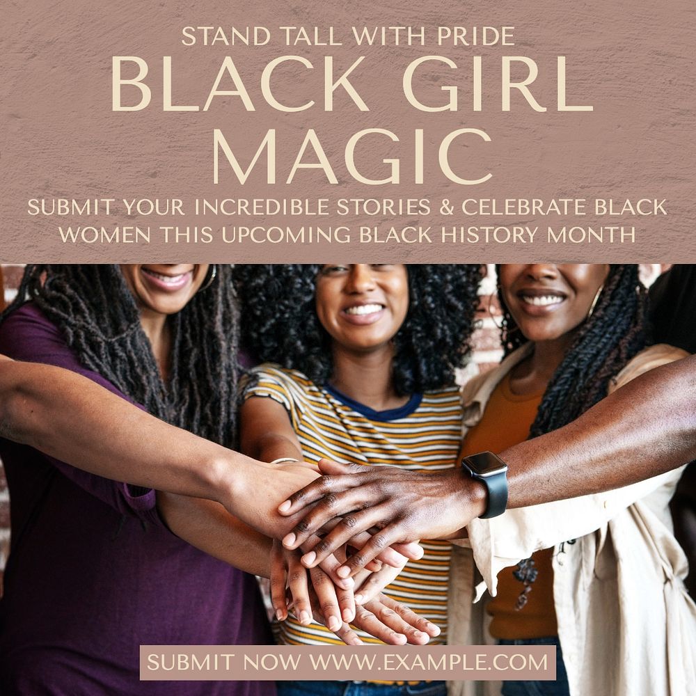 Black girl magic Instagram post template, editable text