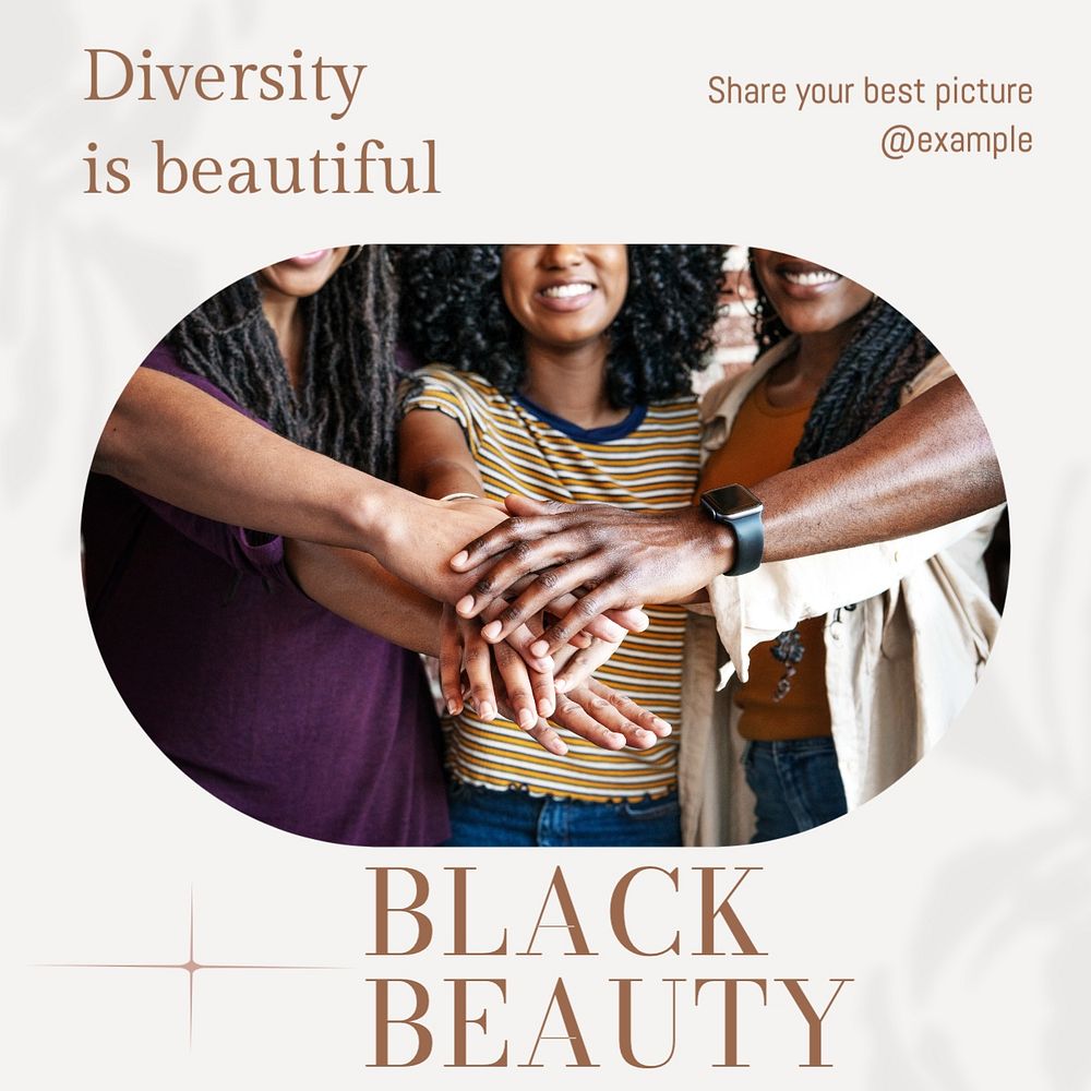 Black beauty Instagram post template, editable text